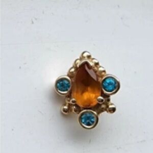 BVLA 14/16G Threaded Body Jewelry End. Yellow Gold, Citrine, and Blue Topaz